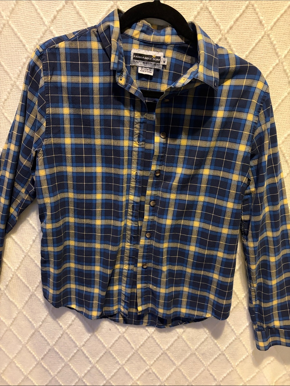 Panhandle Slim western Blue & Yellow Plaid Button-Up Shirt